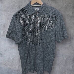 Men's Charcoal Graphic Polo Shirt